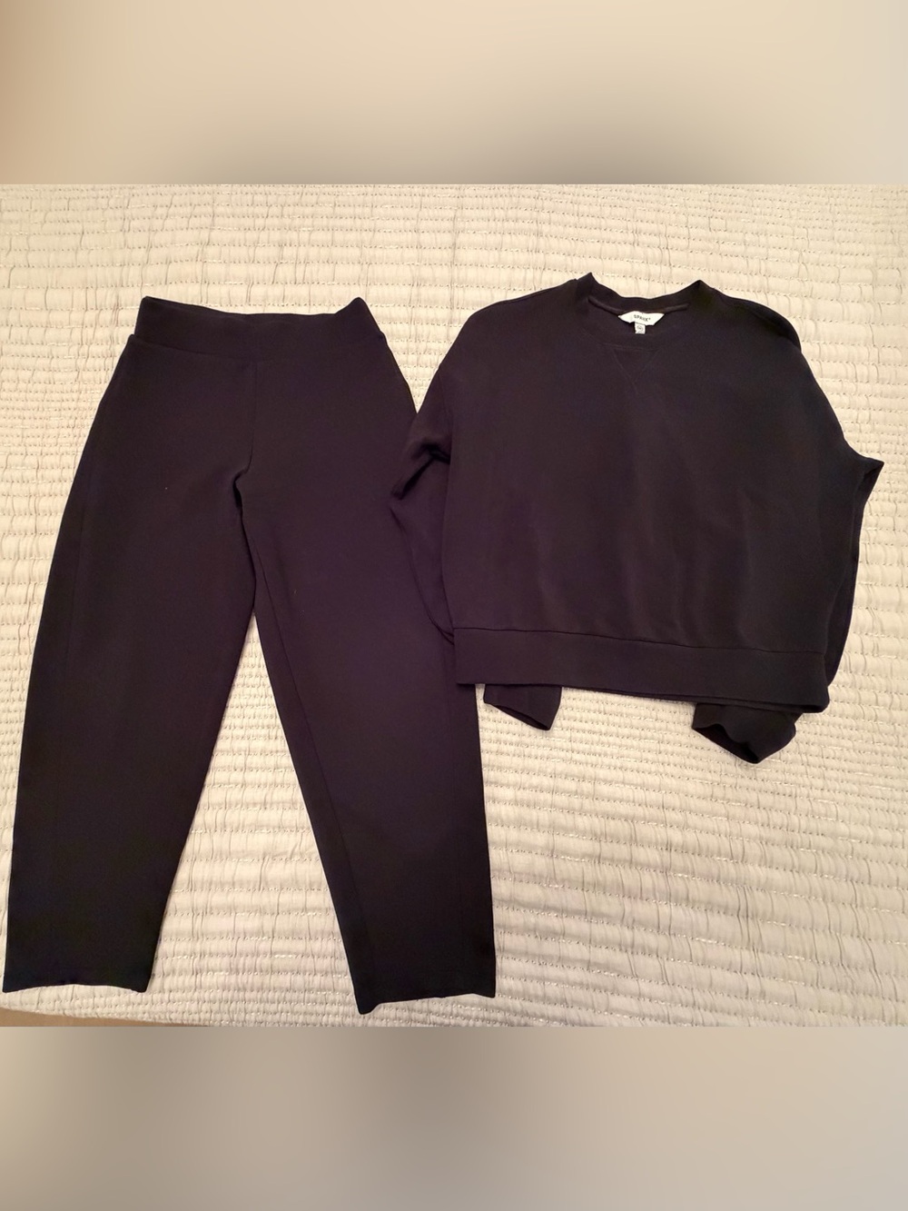 Spanx AirEssentials barrel pant and crewneck sweatshirt set in black, size xs